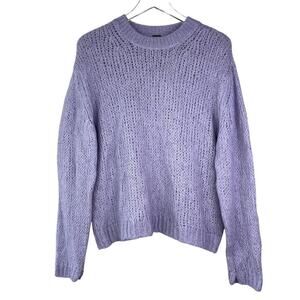 Free People Alpaca Wool Blend Open Knit Pullover Sweater Lavender Purple SMALL